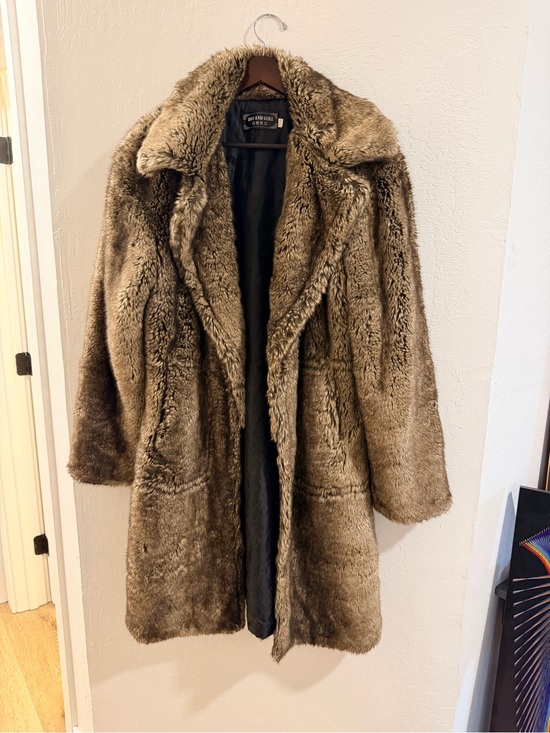 Jackets & Blazers - Vintage Faux Fur Coat - Brown